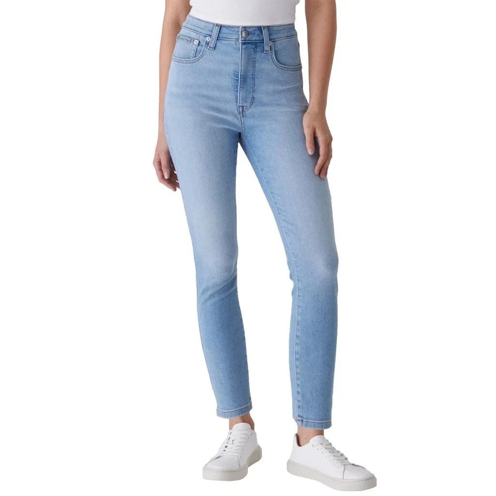 Calvin Klein Womens High Rise Stretch Skinny Jean Light Blue 1893552 Size 10